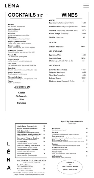 menu of Lena L.E.S