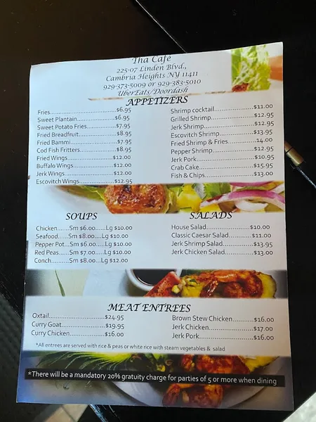 menu of Tha Cafe