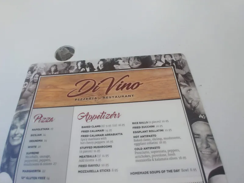 menu of DiVino Pizzeria Restaurant