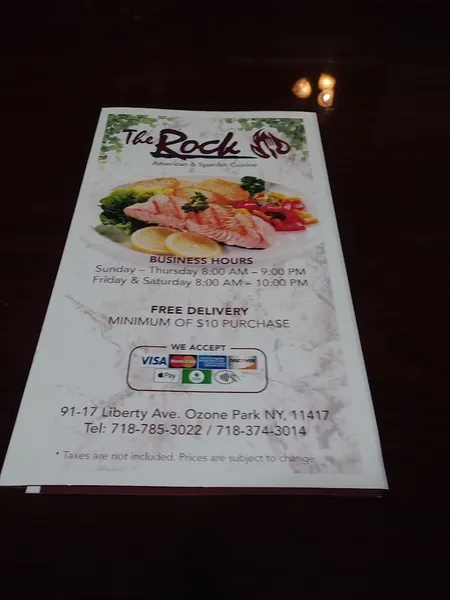 menu of The Rock