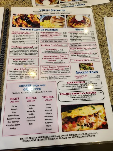 menu of Esquire Diner