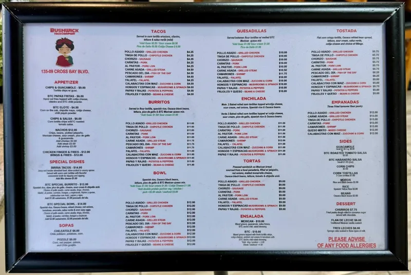 menu of Bushwick Taco Company (Ozone Park)