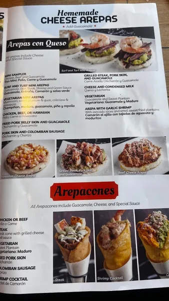 menu of Arepalicious