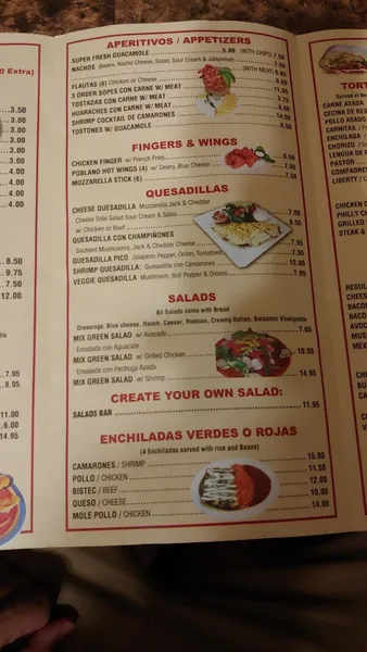 menu of Compadres Mexican Restaurant