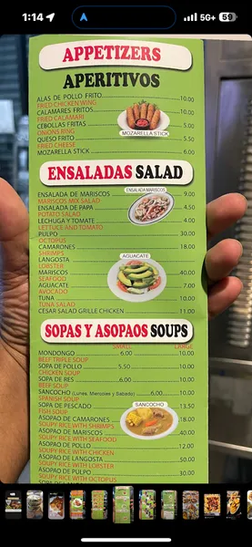 menu of Libertad Restaurant