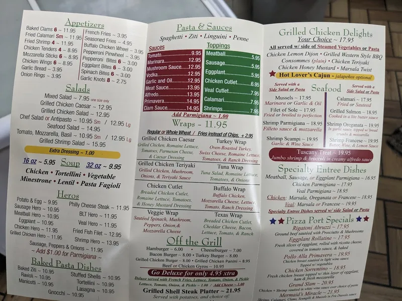 menu of Pizza Port