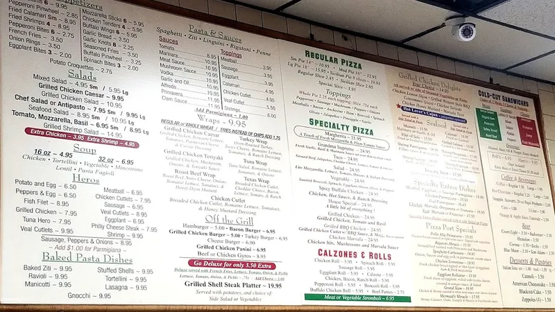 menu of Pizza Port