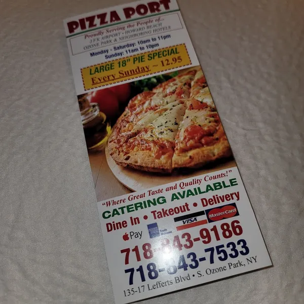 menu of Pizza Port