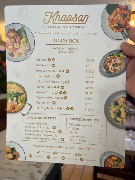 menu of Khaosan