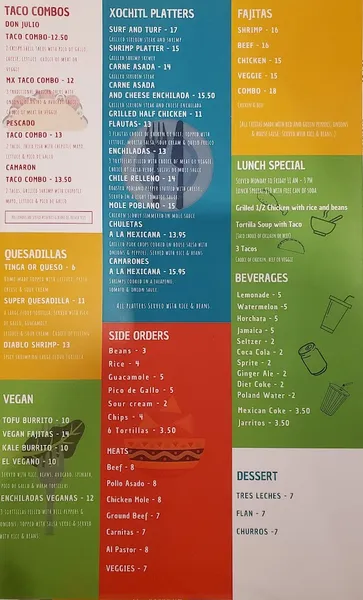 menu of Xochitl Taqueria