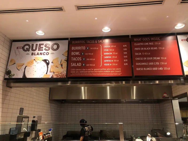 menu of Chipotle Mexican Grill