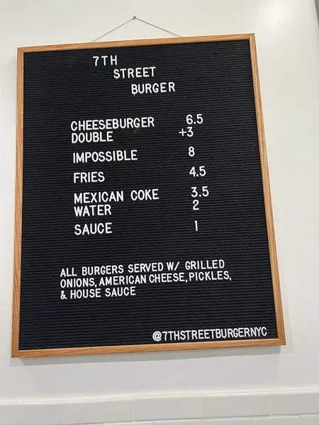 menu of 7th Street Burger Chelsea