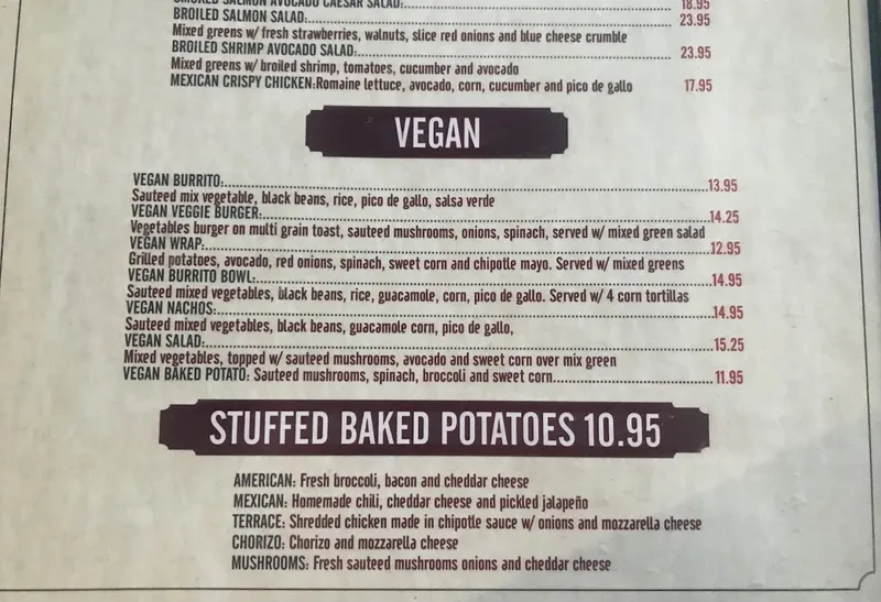 menu of Grand Canyon Restaurant