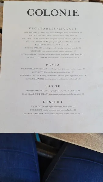 menu of Colonie