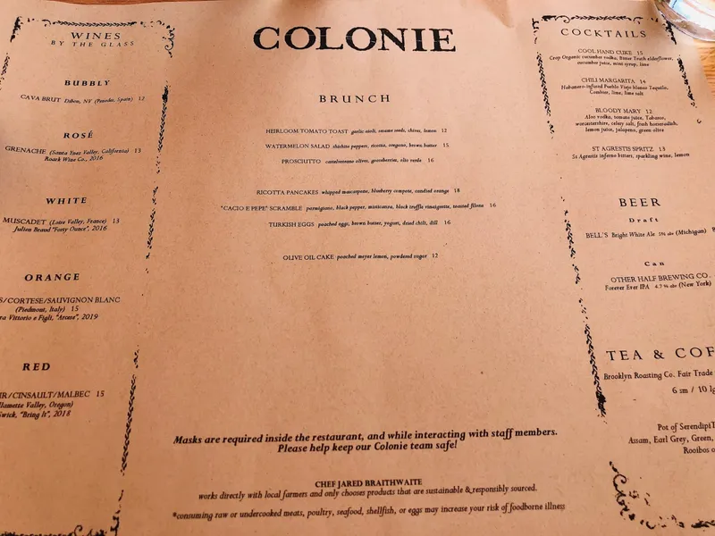 menu of Colonie