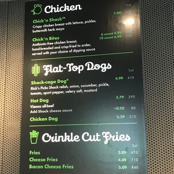 menu of Shake Shack Dumbo