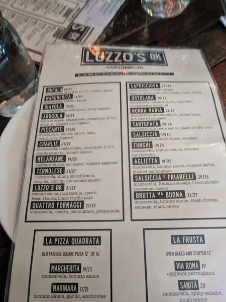 menu of Luzzo's BK