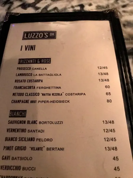 menu of Luzzo's BK