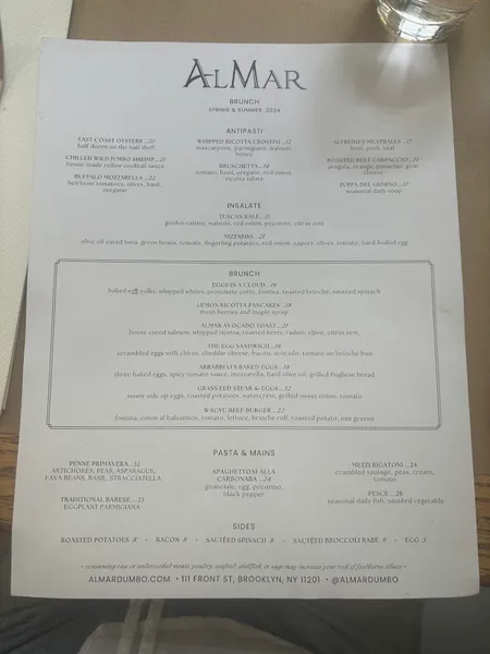 menu of AlMar