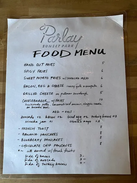 menu of Parlay