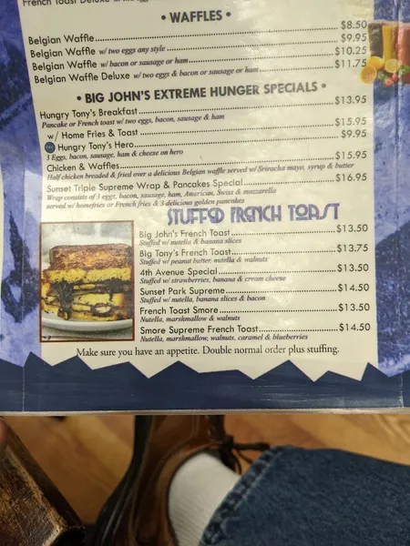 menu of Big John's Coffee Shop & Grill