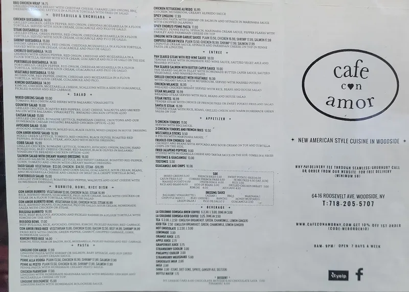 menu of Cafe Con Amor