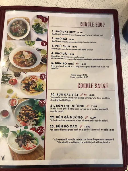 menu of Pho Metro