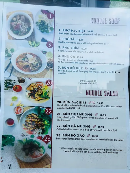 menu of Pho Metro