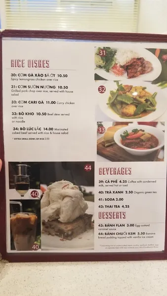 menu of Pho Metro