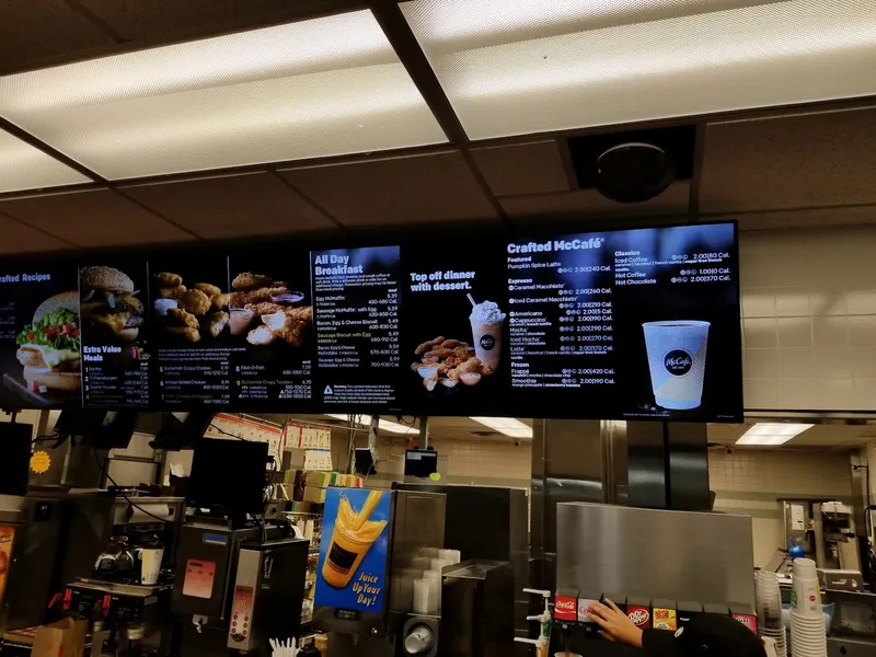 menu of McDonald's