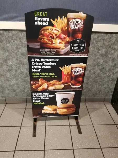 menu of McDonald's