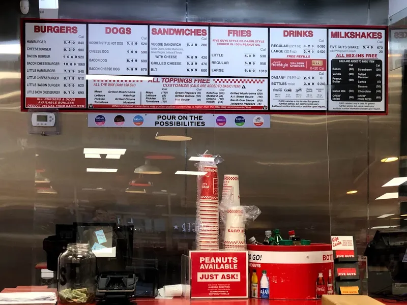 menu of Five Guys