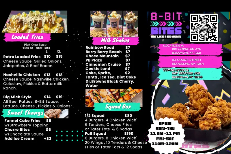 menu of 8 Bit Bites