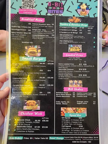 menu of 8 Bit Bites