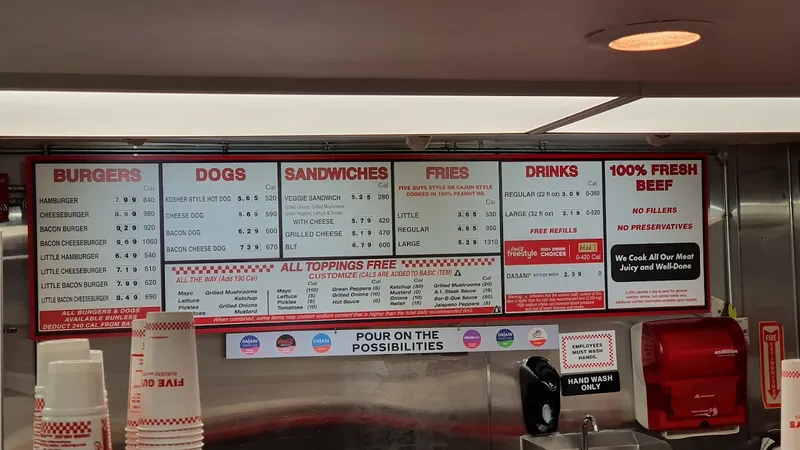 menu of Five Guys