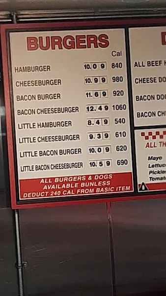 menu of Five Guys