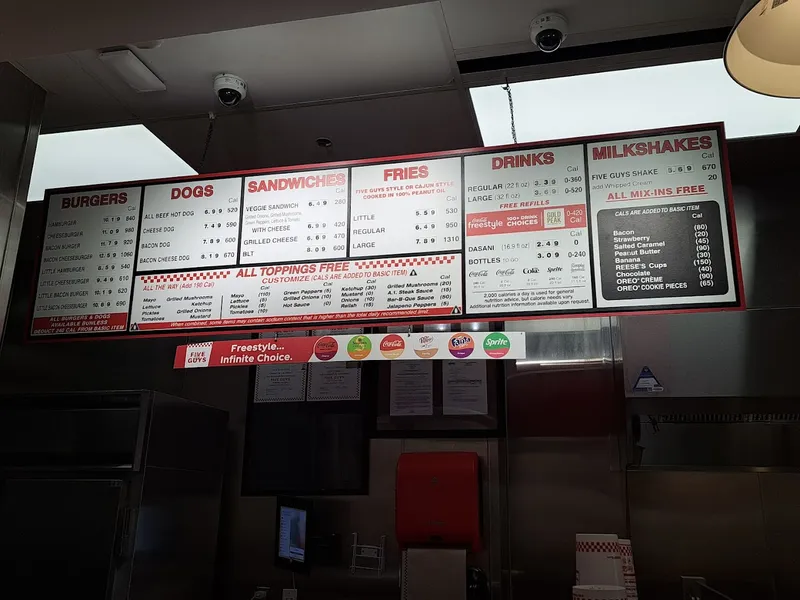 menu of Five Guys