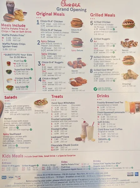 menu of Chick-fil-A