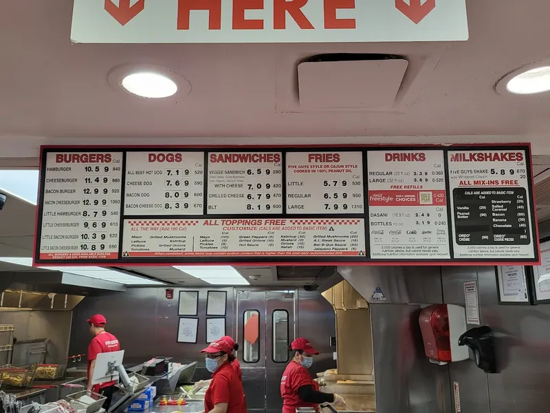 menu of Five Guys