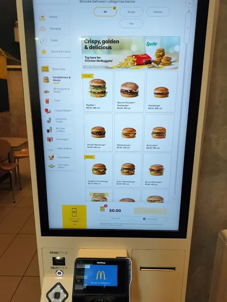 menu of McDonald's