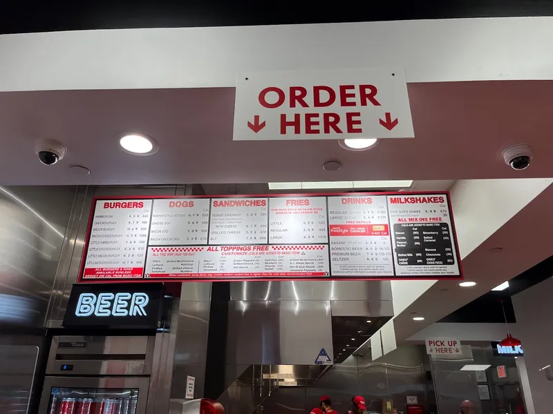 menu of Five Guys