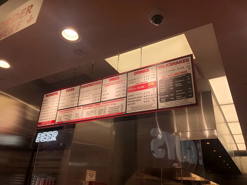 menu of Five Guys