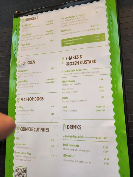 menu of Shake Shack Astor Place