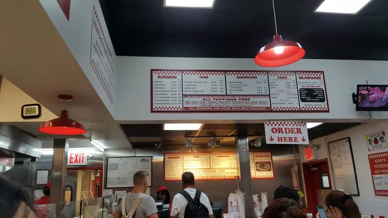 menu of Five Guys