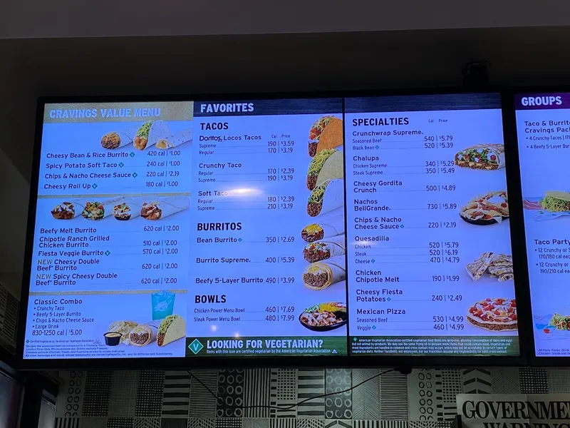 menu of Taco Bell