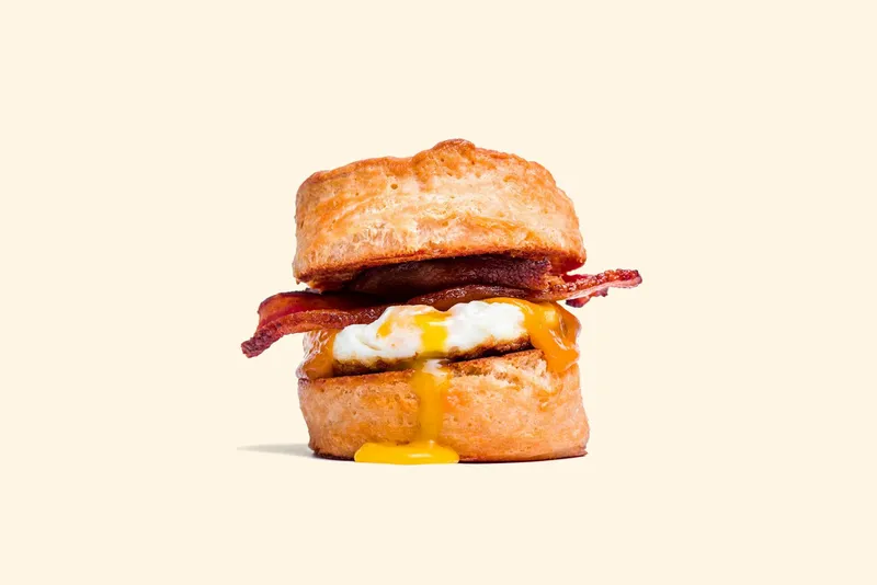 Impossible Sausage, Egg and Cheese Buttermilk Biscuit Sweet Chick