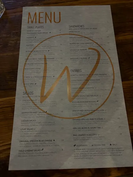 menu of Wildwood Kitchen & Bar