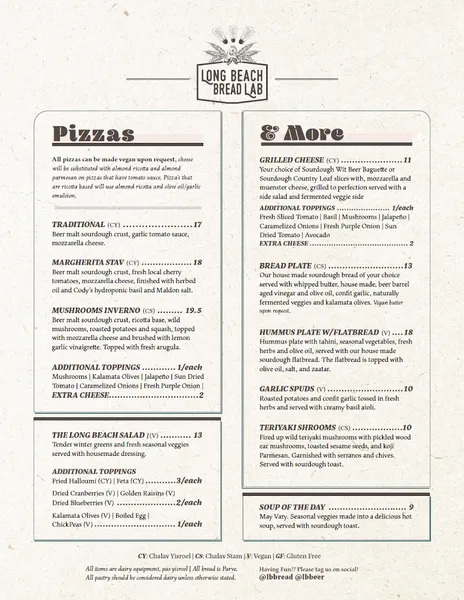 menu of Long Beach Beer Lab (Wrigley)