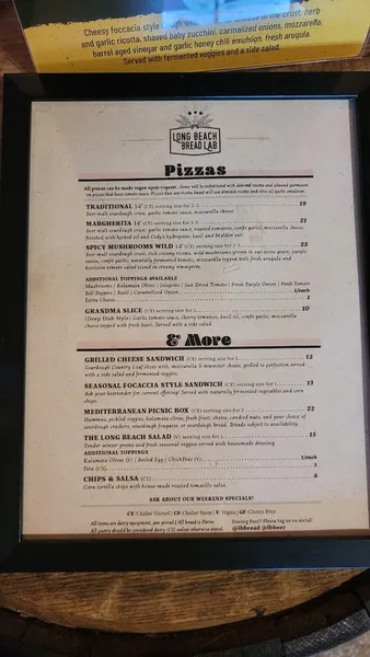 menu of Long Beach Beer Lab (Wrigley)