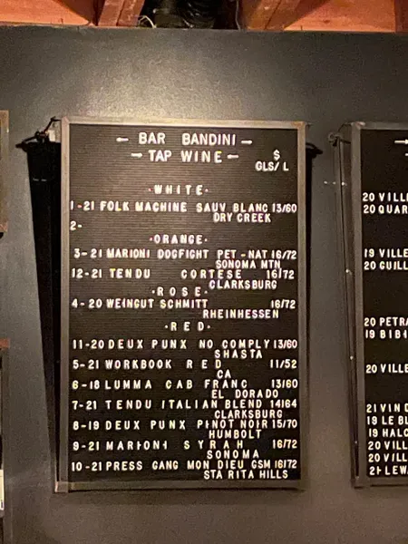 menu of Bar Bandini